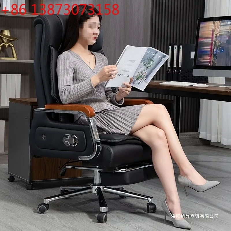 

Leather boss chair deluxe office chair massage sedentary ergonomic computer seat chair lift
