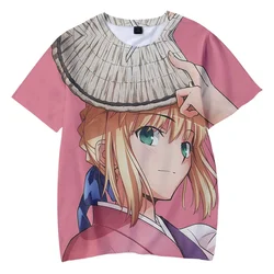 New Summer Casual 3D T-Shirt Fate/stay Night Anime Game Cartoon Round Neck Fashion Adult/Kids Short Sleeve O-Neck Plus Size Tops