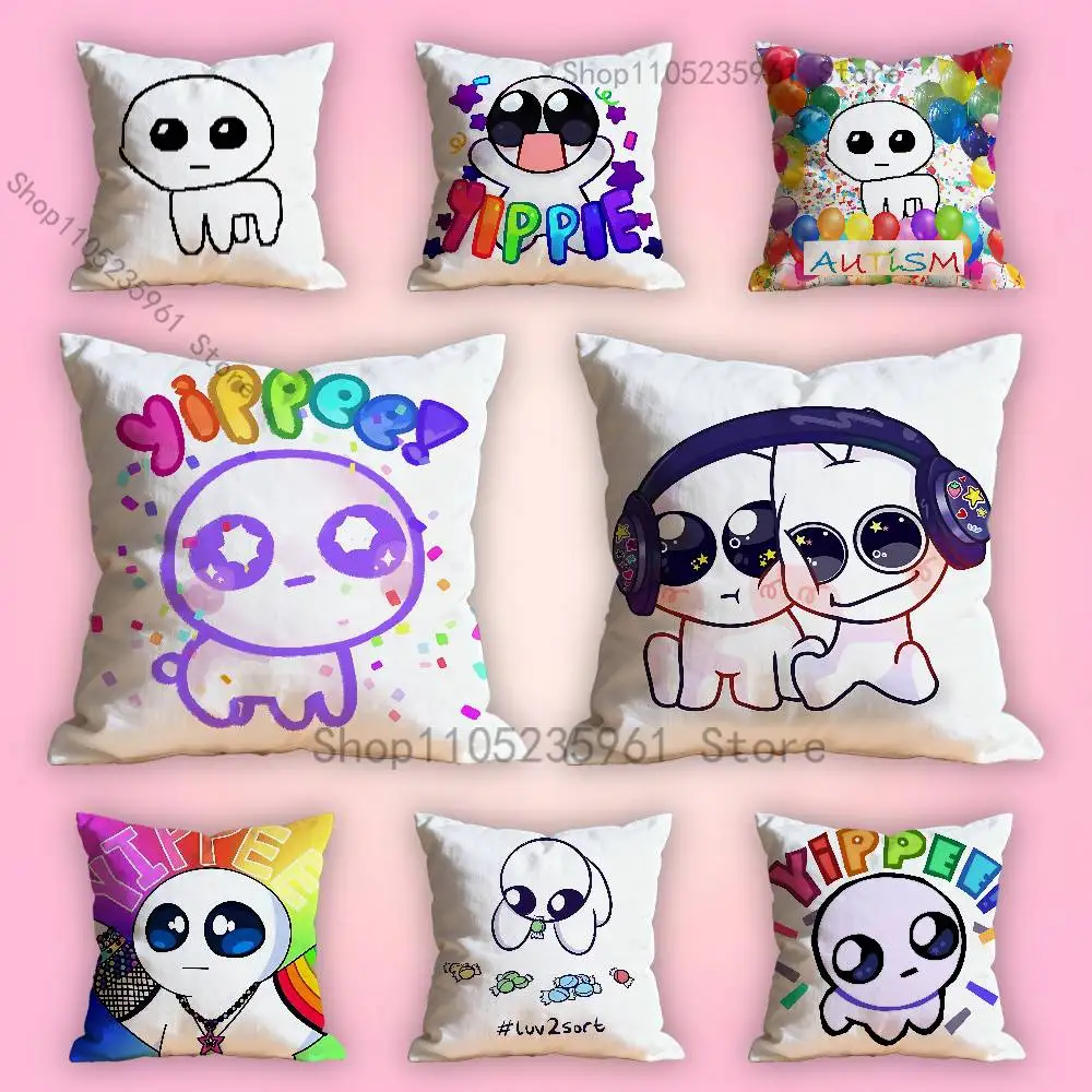 

TBH Yippee Autism Creature Pillow Cases for Bedroom Living Room Sofa Home Decor Polyester Cushion Cover with Zipper