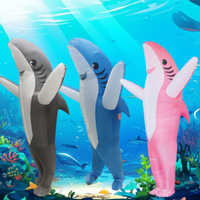 Men's and women's fun inflatable shark Cosplay costume sets, adult multi-color fancy costume performance costumes, Halloween car