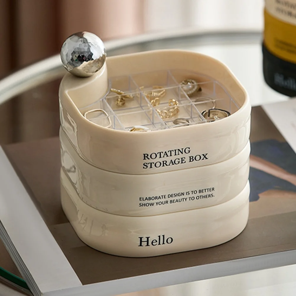 

Practical Rotatable Jewelry Organizer Box with Sufficient Space for Storing Earrings Necklaces Bracelets Decorative Gift