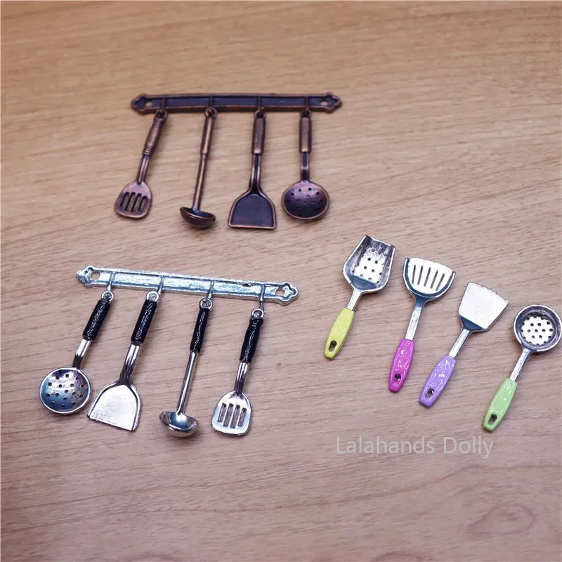 Dollhouse Mini Kitchen Utensils Set with Ladle and Spatula Model for Dollhouse Kitchen Restaurant Furniture Decorative Toys