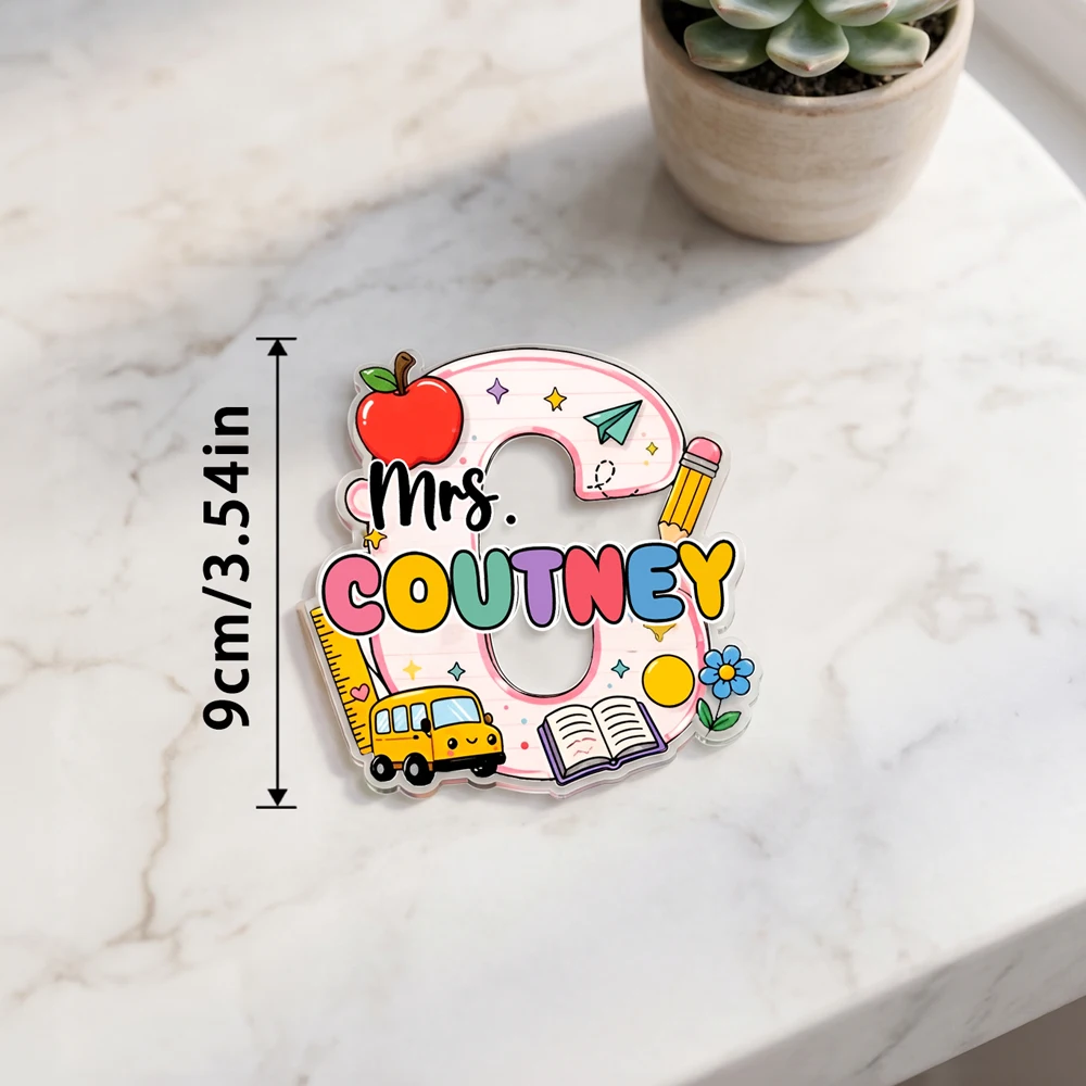 Custom Text School‑Theme Alphabet Acrylic Fridge Magnet,School Element Acrylic Refrigerator Magnet,Teacher Appreciation Gift