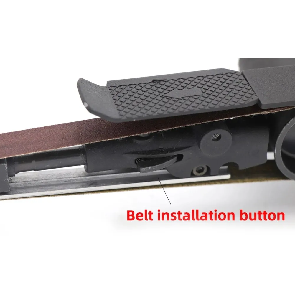 Pneumatic Polishing Air Belt Sander 16000rmp 20*520mm For Grinding Machine Parts Rotatable Handle Steel Welding