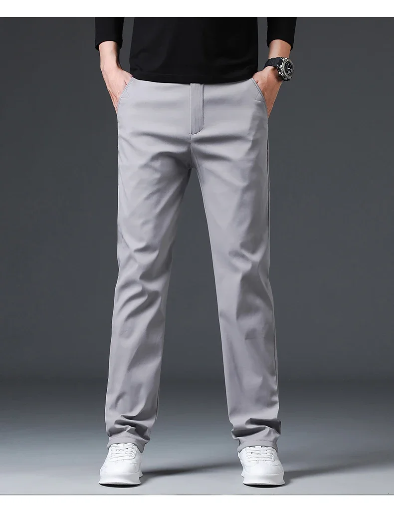 Winter Warme Fleece-Hosen für Herren, 98% Baumwolle, Business, Gerade Geschnittene Arbeitshose, Outdoor, Blau, Formelle Anzughose, Übergröße 40 – Detail 9