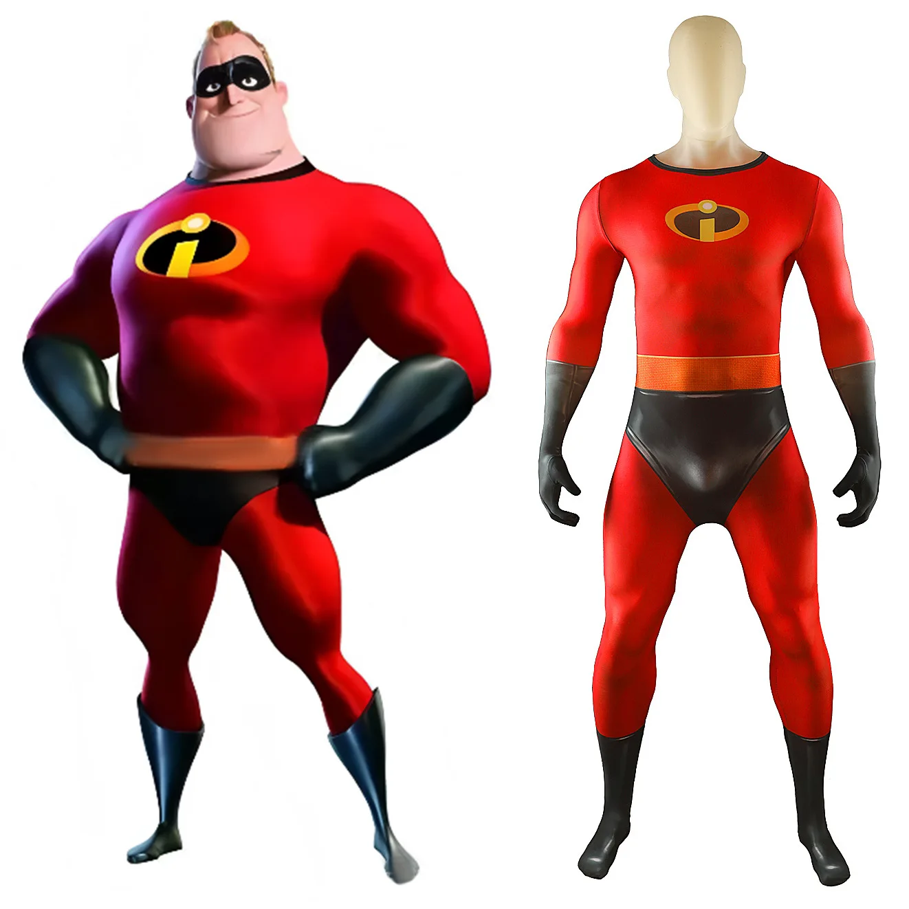 

Red Mr Incredible Cosplay Bob Parr Costume Spandex 3D Prined Cosplay Halloween Costume Bodysuit Superhero Costume for Adult