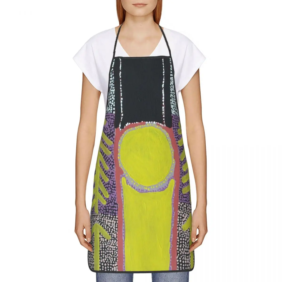 Custom  Australian Aboriginal Art Creative Pattern Bib Aprons  Unisex Kitchen Chef Tablier Cuisine for Cooking Baking Gardening