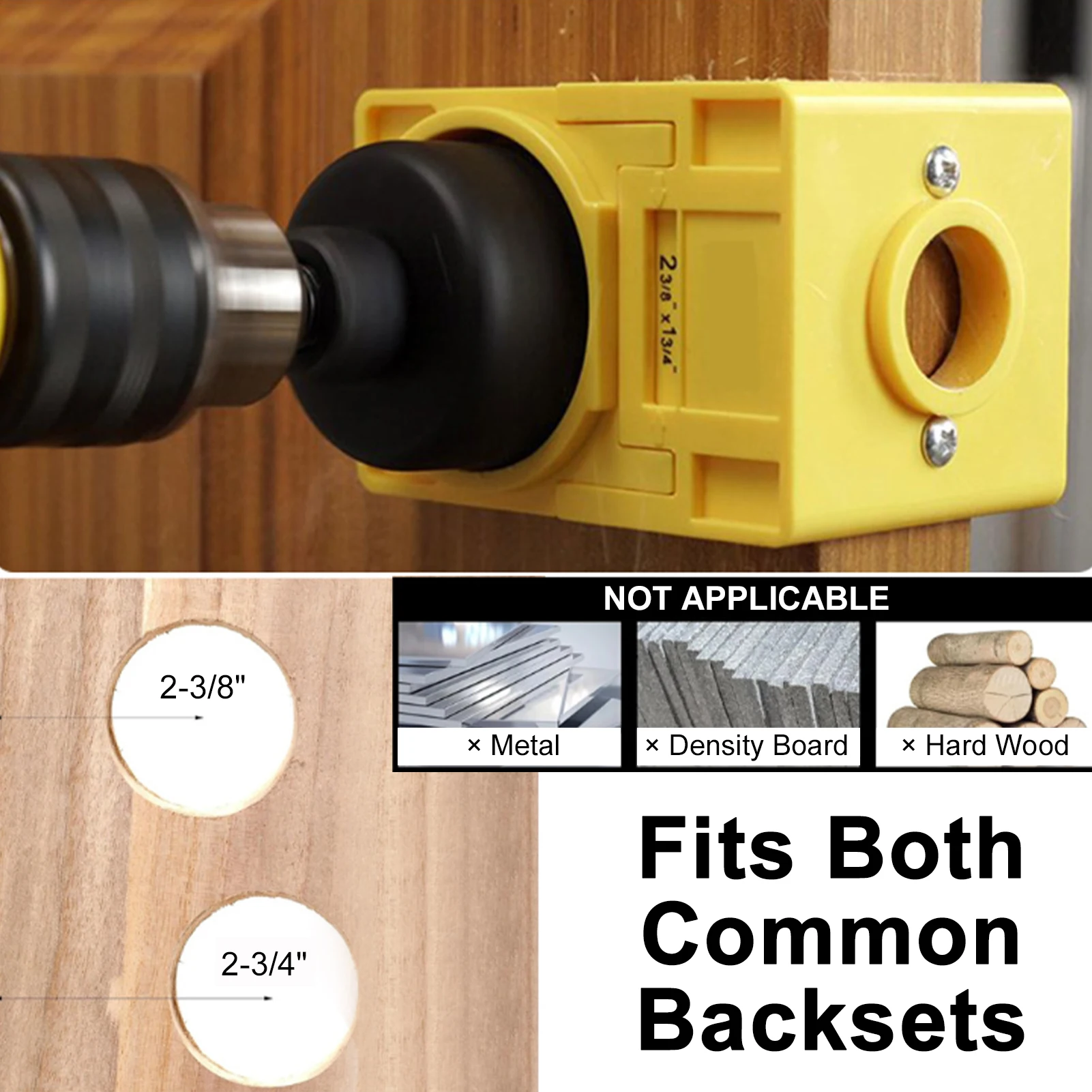 

1-3/8" - 1-3/4" Door Lock Installation Set with Guide Template Door Lock Hole Saw Kit Ideal for Wooden Doors Hand Tools Kit