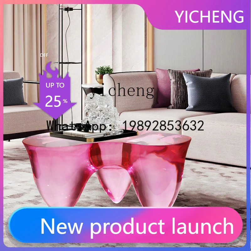 

LYY light luxury modern living room home creative coffee table meeting living room coffee table transparent acrylic edge