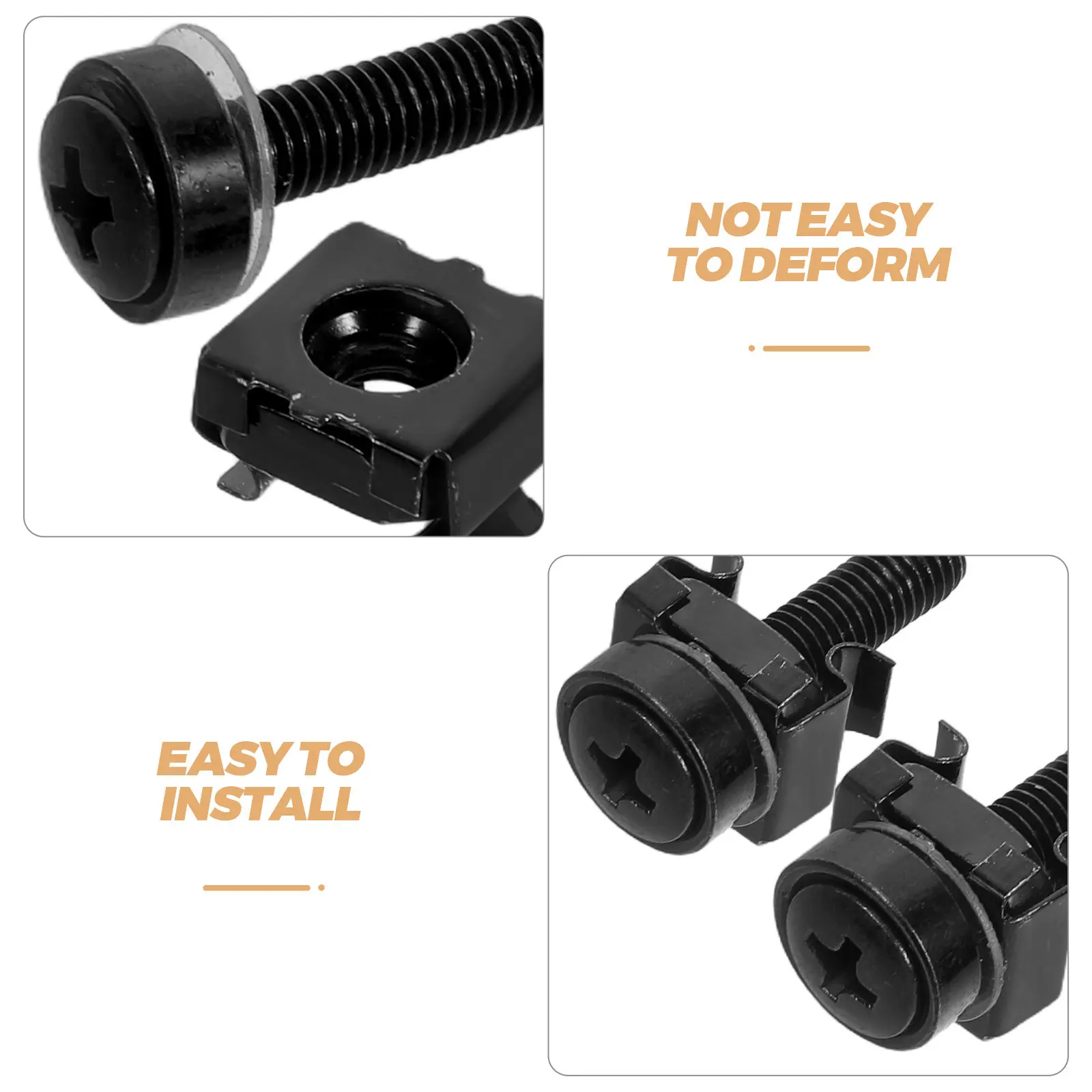 50Pcs Rack Mount Cage Nuts Screws M5x25 Fastener Kit for Network Wall Rack Server Cabinet Standard 19Inch Enclosure Mounting