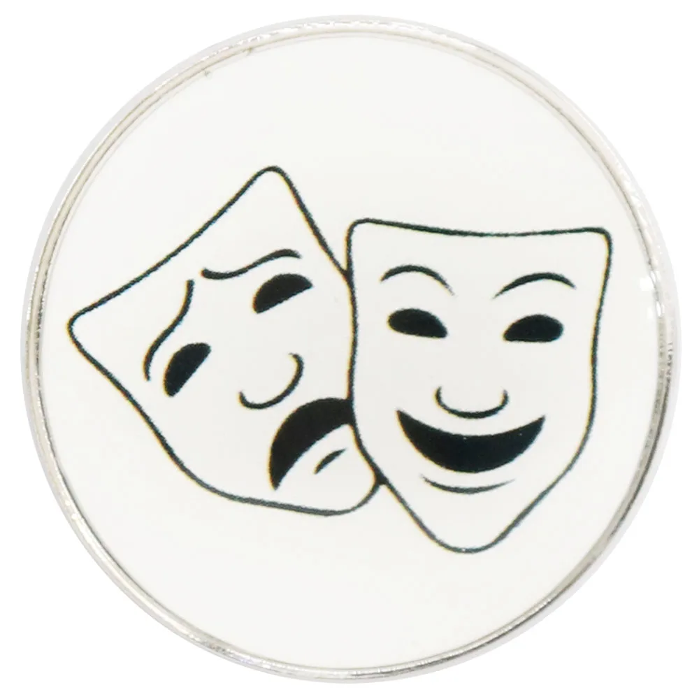 Comedy and Tragedy Round Drama Cry and Smile Theatre Masks Great gift Metal Alloy Badge Lapel Pin for Clothes Bag Accessories