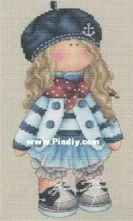 Amishop Gold Collection Counted Cross Stitch Kit Lovely Girls Girl La Mariniere Little Pirate