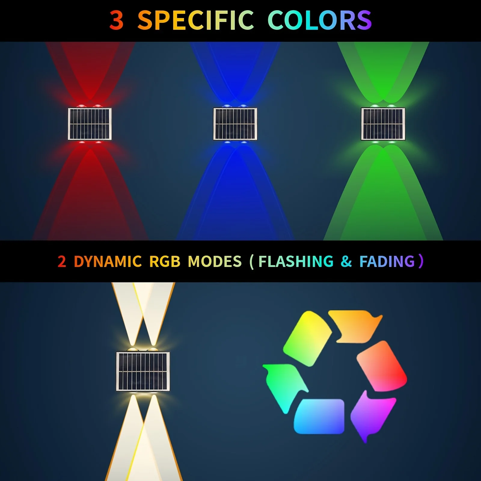 

Solar Wall Lights Outdoor Fence Light Waterproof Solar Powered Up And Down RGB LED Wall Lamp for Holiday Christmas Decoration