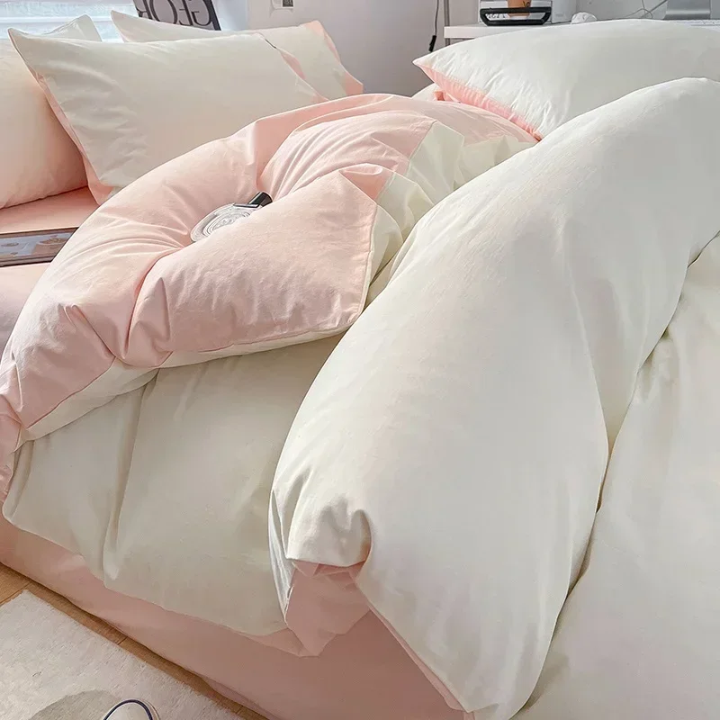 

Простой пододеяльник из белого и розового хлопка