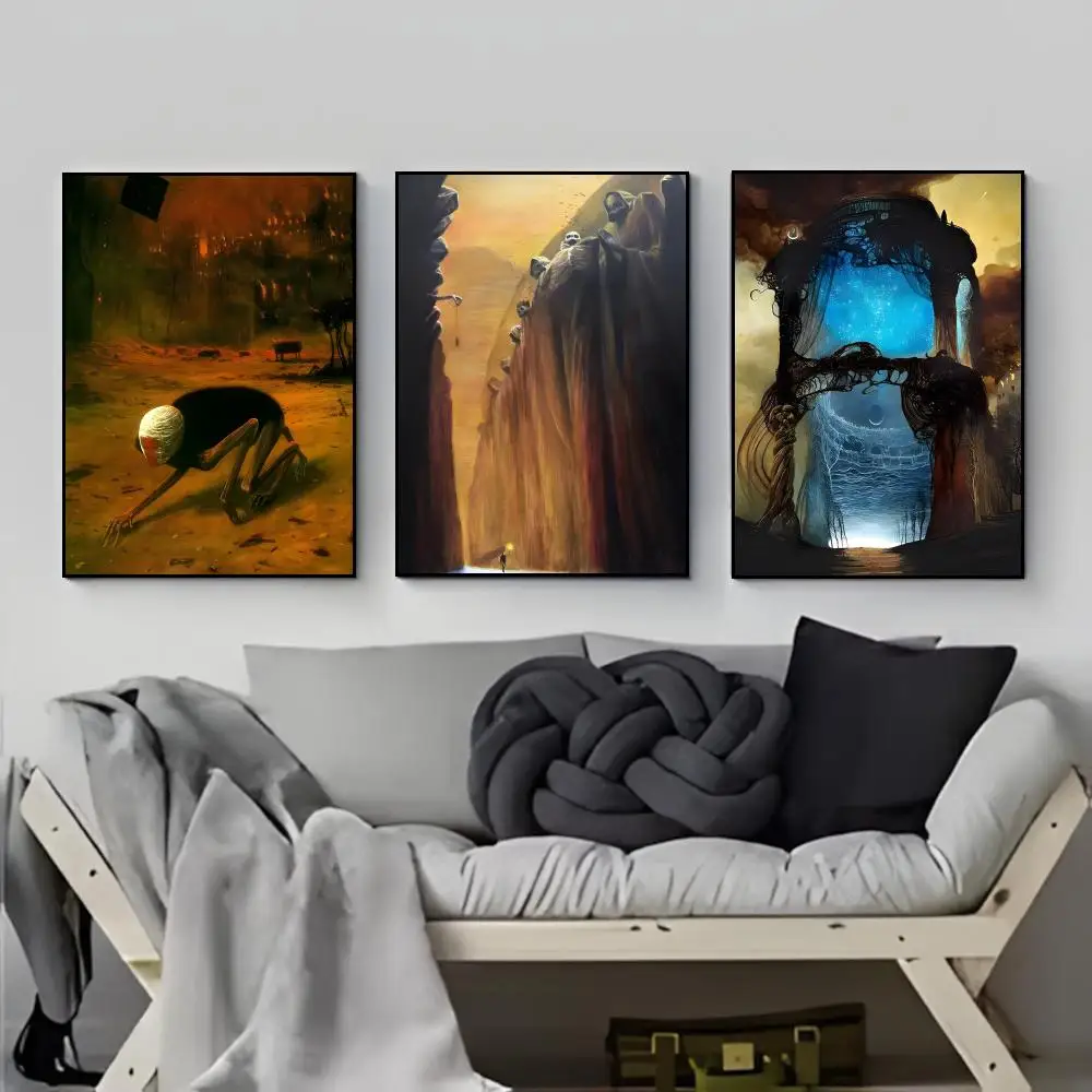 Gloomy Surreal Fine Art Z-Zdzislaw Beksinski Poster HD  Waterproof Wall Sticker Bar Living Room Decor Gift