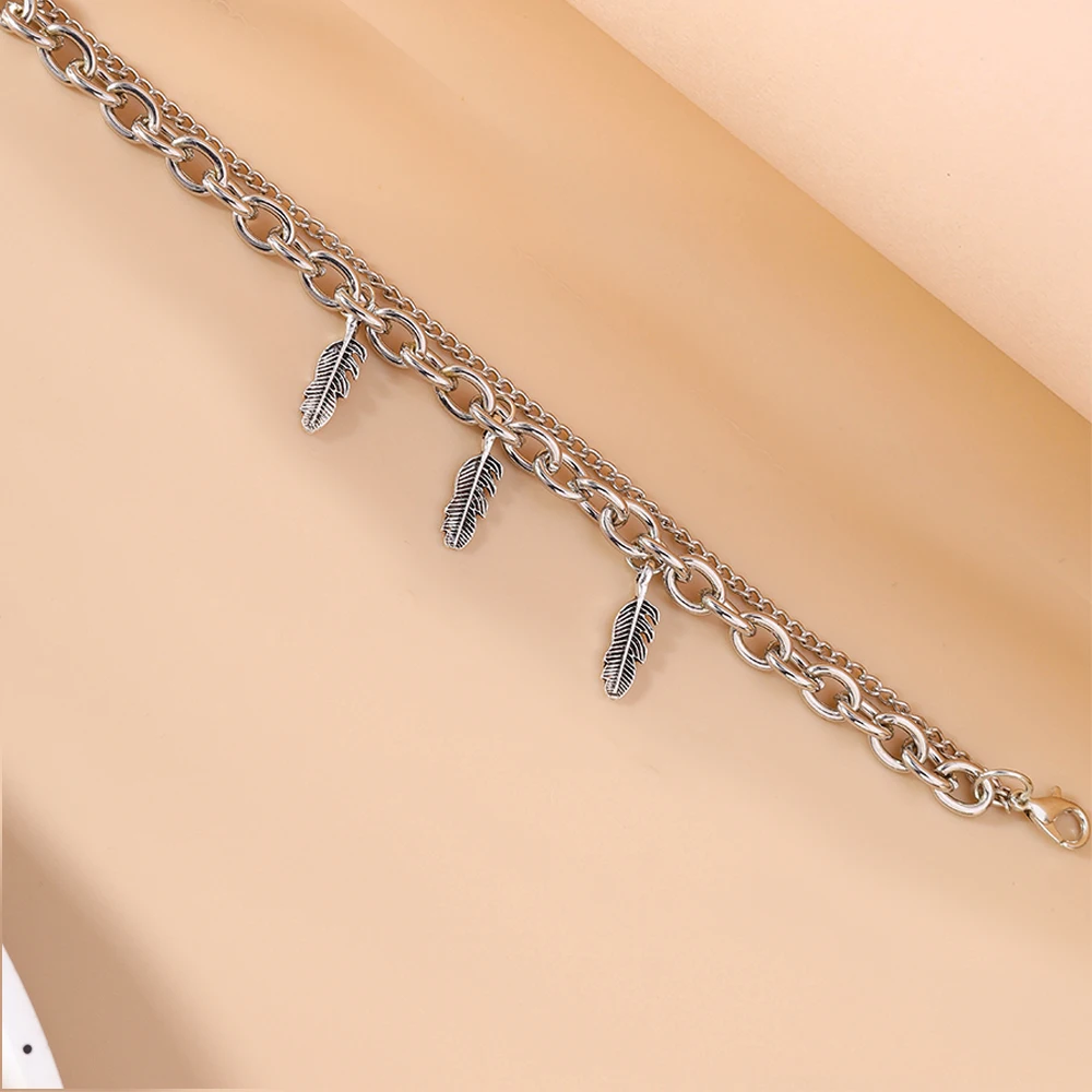 Aihua Gothic Hip Hop Metall Kreuz Charm Armband für Frauen Schichtung verknüpfte Perlen Kette Armbänder Kpop Schmuck Geschenke – Detail 6