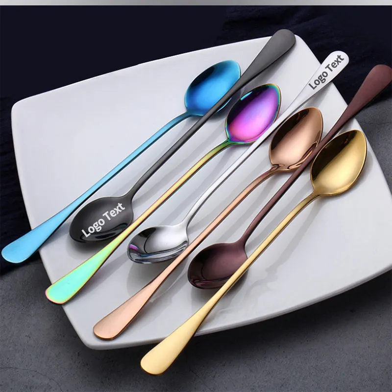 Coffee Spoon with Free Custom Logo and Name, Multicolor SS Spoon, Dinner Spoon, Soup, Drink, Ice Cream, Dessert Spoon