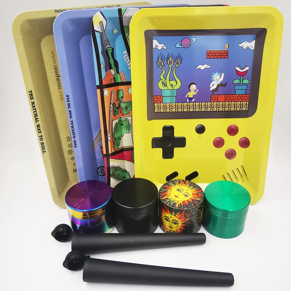 18x12.5 سنتيمتر صينية لف معدنية 40 مللي متر طاحونة صغيرة مع مجموعة أنابيب التخزين 7x5 "سبائك الزنك 4 طبقة وعاء الفلفل مطحنة التوابل #1