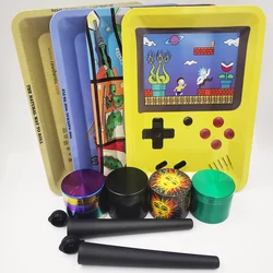 18x12.5cm Metal Rolling Tray 40MM Grinder Small with Storage Tubes Kit 7x5