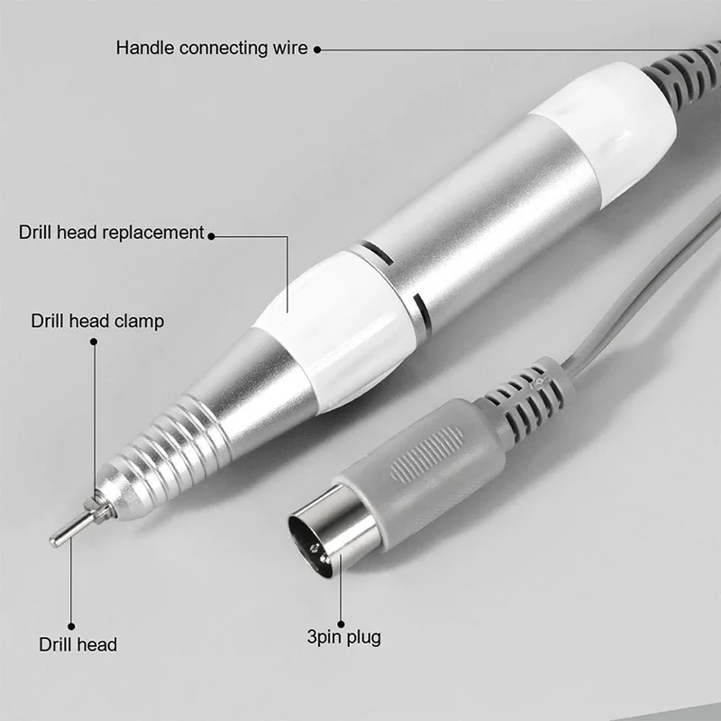 Penna per trapano elettrico per unghie spina a 5 pin accessori per trapano per unghie professionale manico per affilare i File strumenti per Pedicure per Manicure portatile