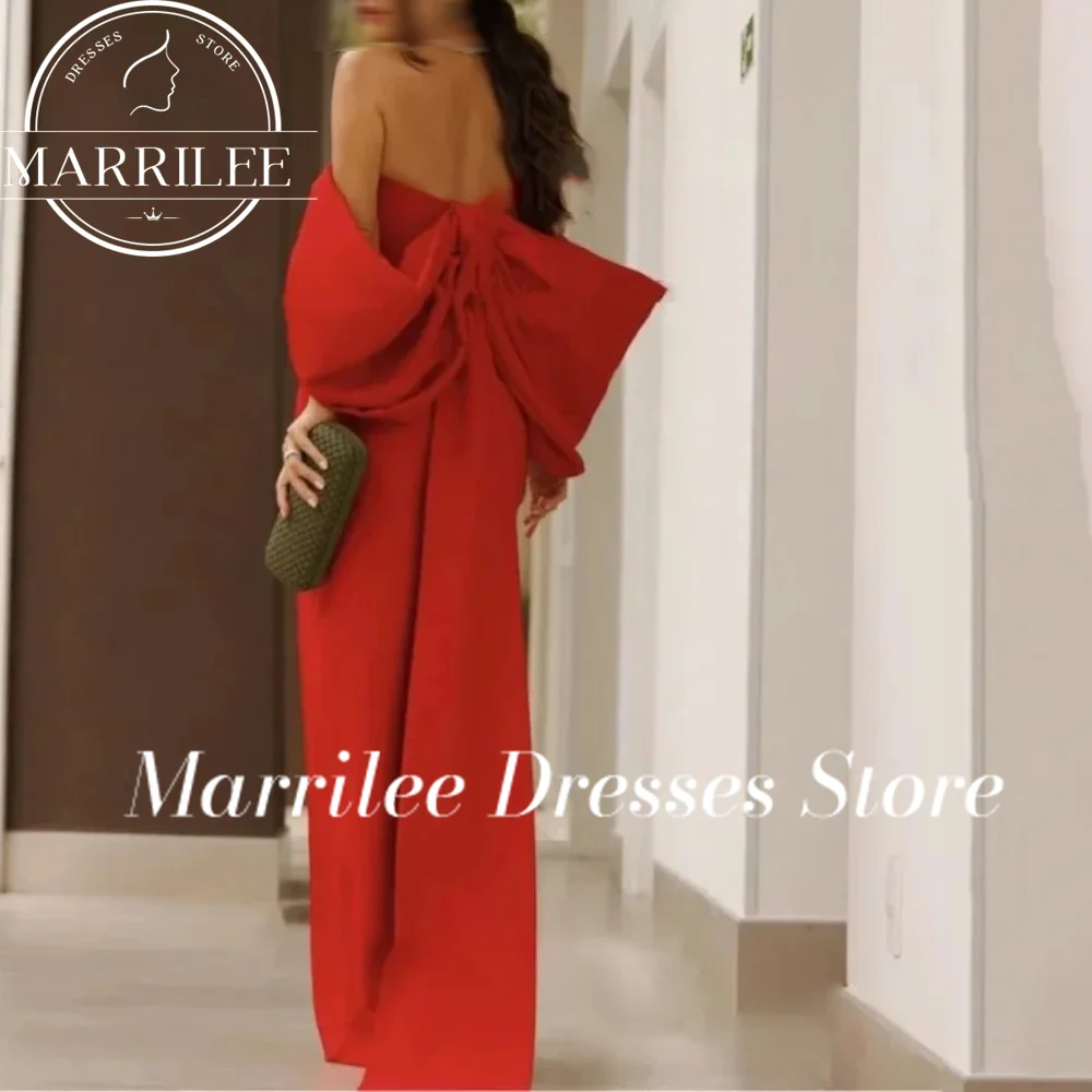 MarrilRed-vestido de sirena personalizado para mujer, vestido de invitados de boda con abertura lateral y hombros descubiertos, Vestidos sencillos