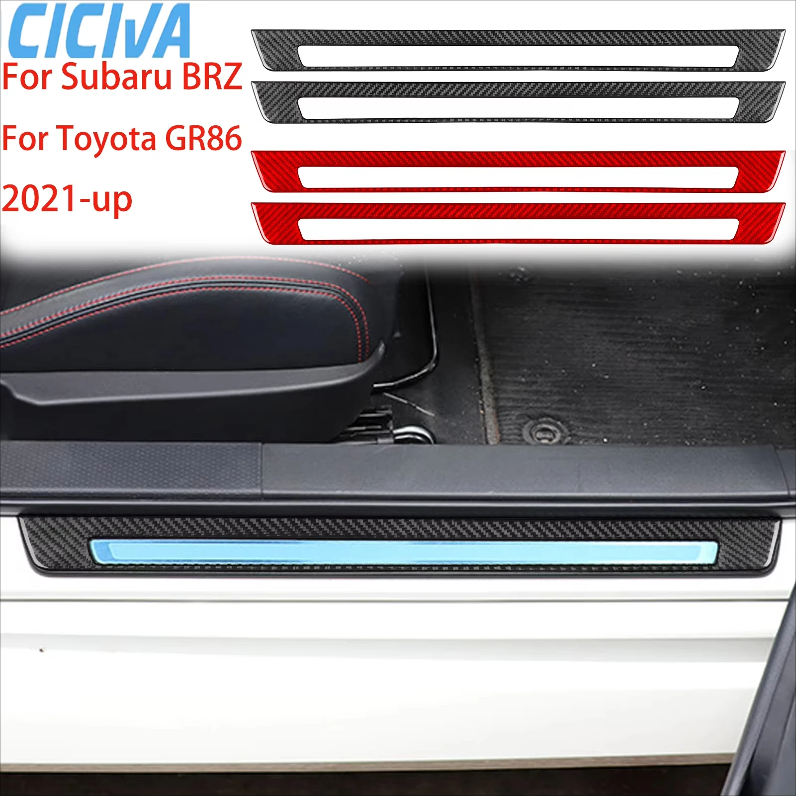 

For Subaru BRZ for Toyota GR86 2021-2024 Carbon Fiber Threshold Bar Door Sill Interior Decorative Cover Stickers Car Accessories