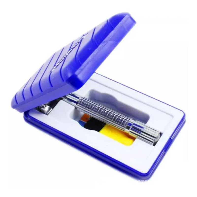 Klassieke 2-in-1 mannen Klassiek handmatig tweesnijdend scheermes Ontharing mes Baardtrimmer Scheerapparaat met reisspiegelbehuizing NJ-997