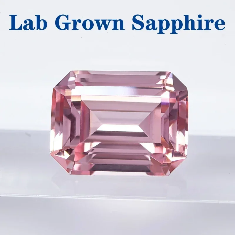 

Lab Grown Sapphire Emerald Cut Sunrise Pink Color VVS1 Gemstone Charms DIY Jewelry Making Materials Selectable AGL Certificate