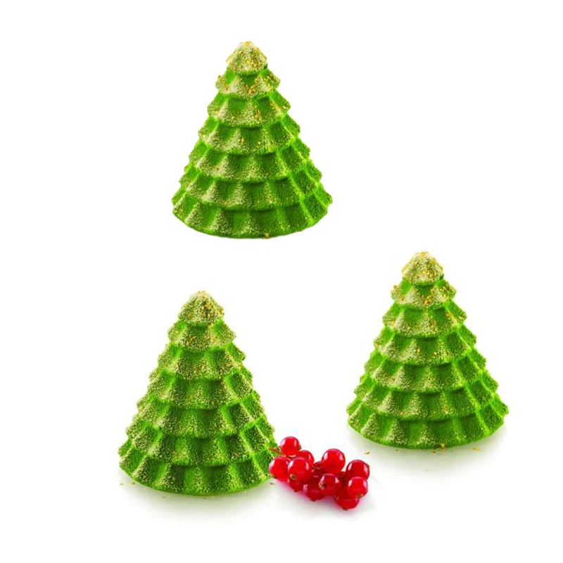 SHENHONG Christmas Tree Design French Mousse Mould 8-Cell Silicone Cake Molds Merry Christmas Food Grade Dessert Baking Tools