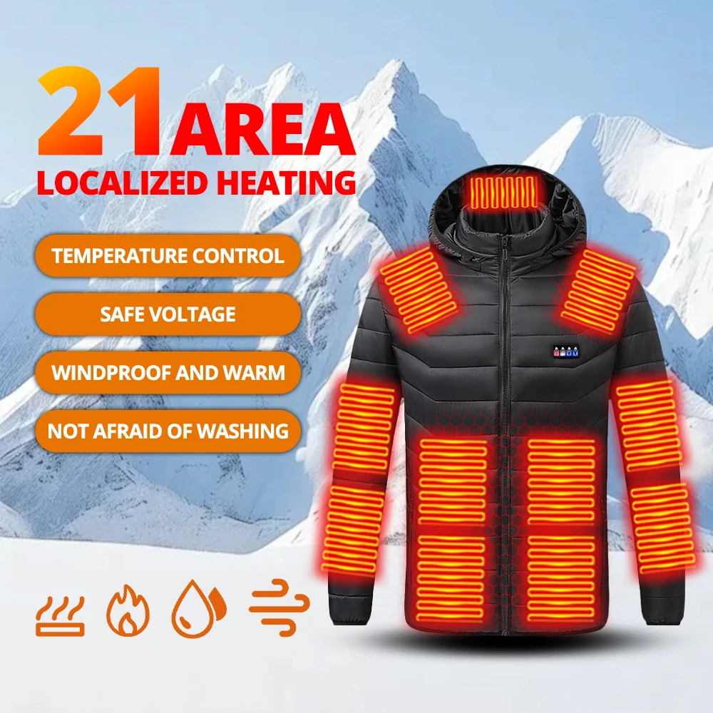 

Ski Jacket 21 Zone Heating Jacket Winter Windproof Snow Ski Jacket Men's And Women's Waterproof And Warm Jacket, Cycling Jacket