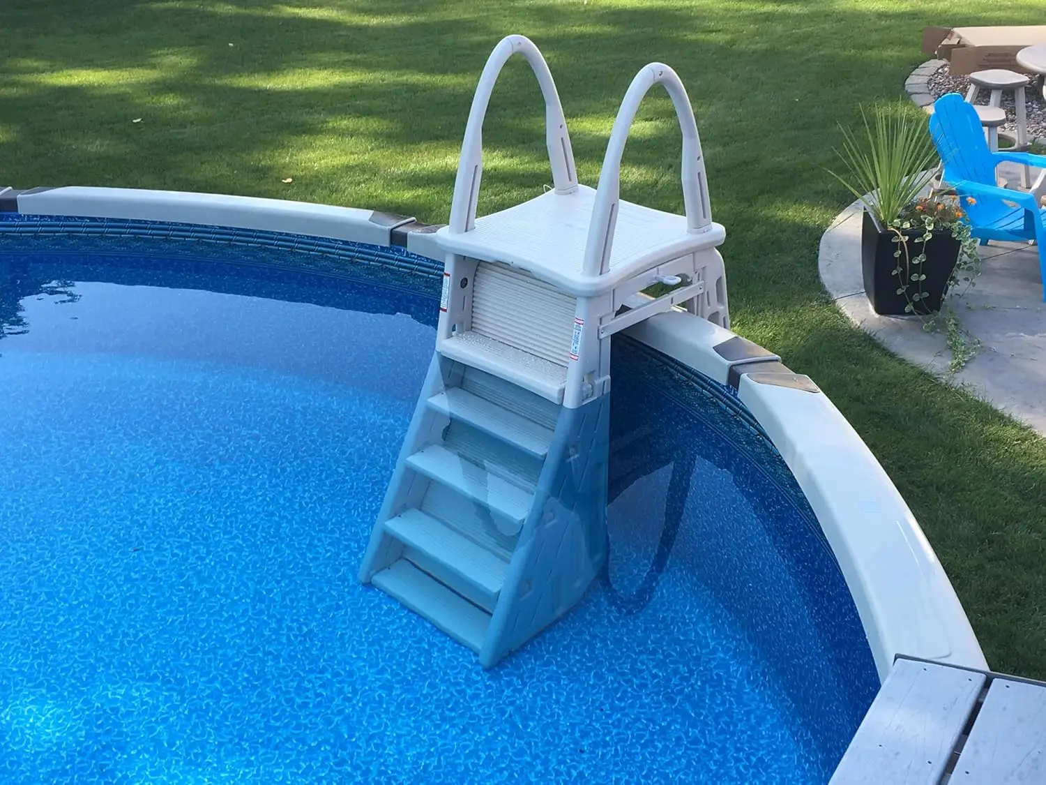 Confer Plastics 7200 Roll Guard 48" to 56" Adjustable A Frame Safety Ladder for Above Ground Outdoor Patio Swimming Pool image 5