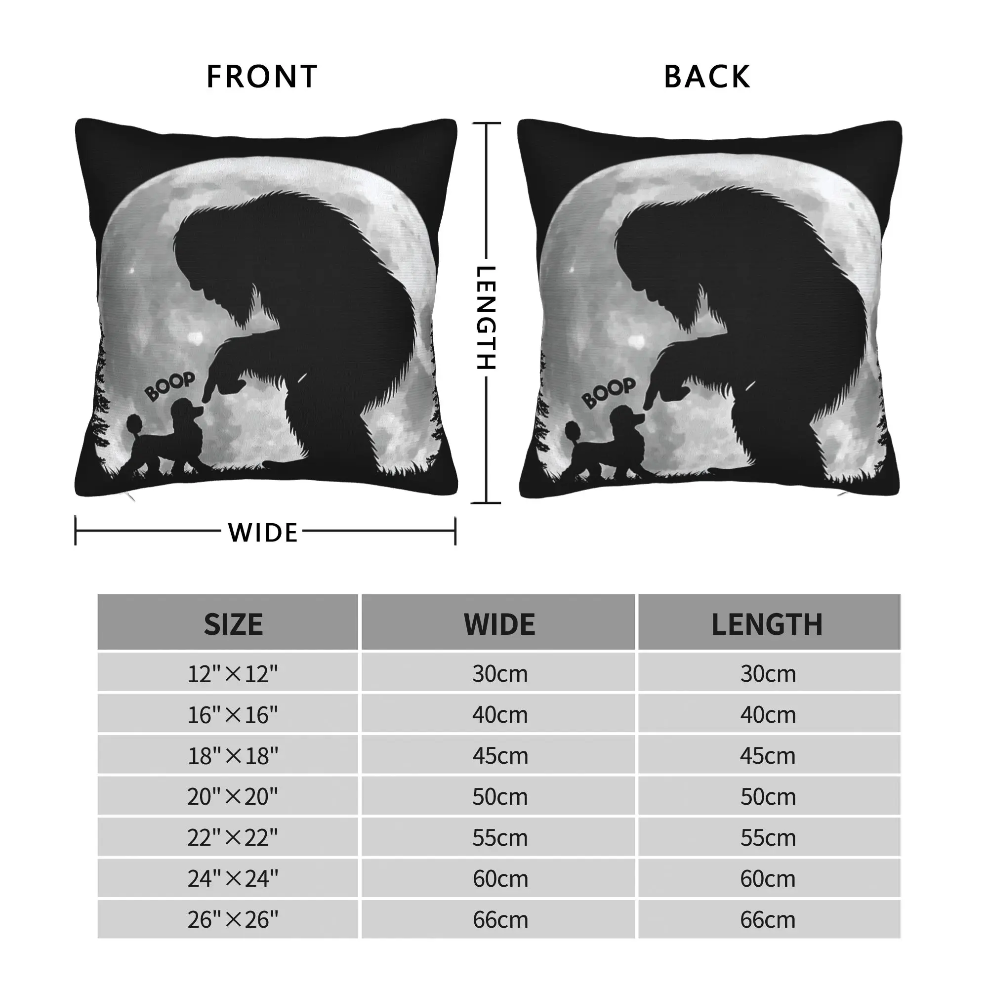 Pillow Case Fun Hand Boop Nose Bigfoot Sasquatch Poodle Moon Graphic  Pillow Cover For Couch Sofa Bedroom Vintage Pillowcases