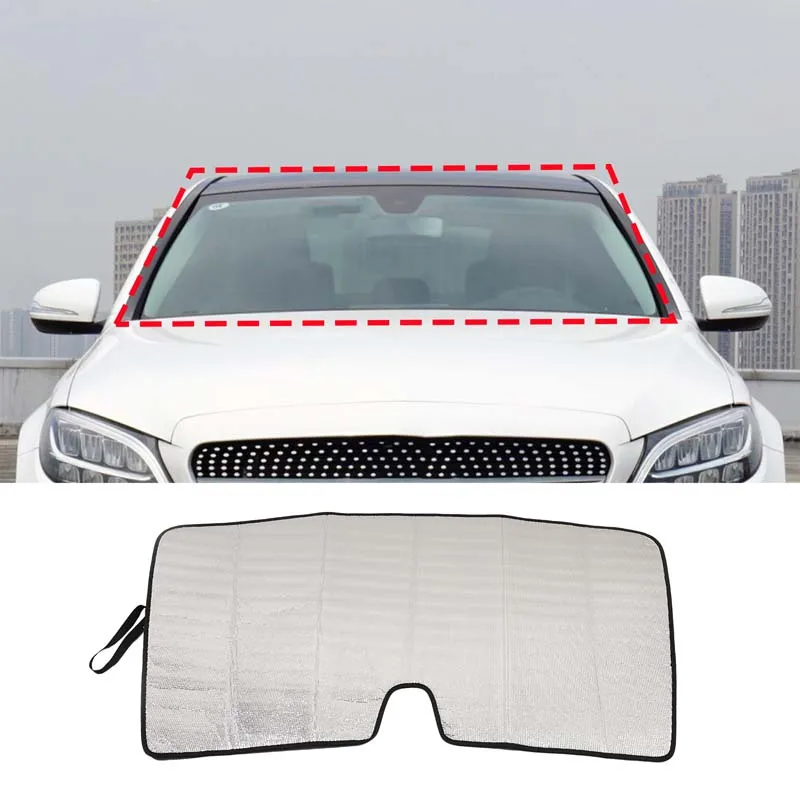 

For 2015-2021 Mercedes-Benz C-Class W205 Aluminum Foil Silver Car Front Glass Sunshade Car Decoration Accessories