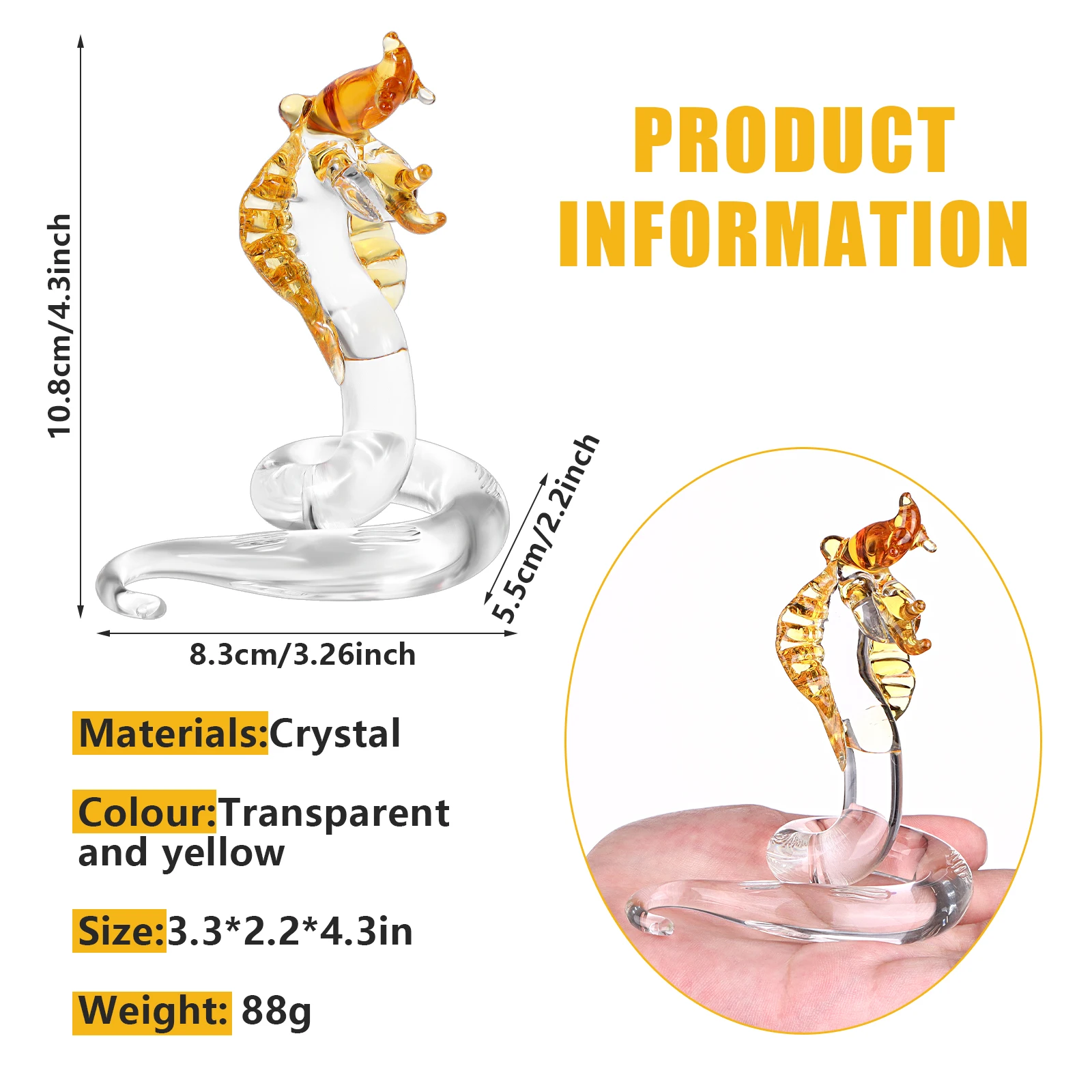 

Crystal Snake Statue Hand Blown Glass Snake Figurines Chinese Snake Decoration For Home Lucky Feng Shui Decor 4.3 Inch