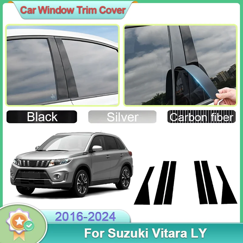 

Для Suzuki Vitara LY Escudo 2016 ~ 2024 наклейки на окно автомобиля, центральная стойка, наклейки B C, защитная молдинговая крышка, автомобильные аксессуары