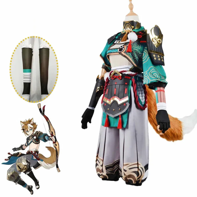 

dd12Genshin Impact Gorou Костюм Para Hombres Парик Inazuma Goro Tail Костюмы Полный комплект Реквизит для косплея Одежда для вечеринок