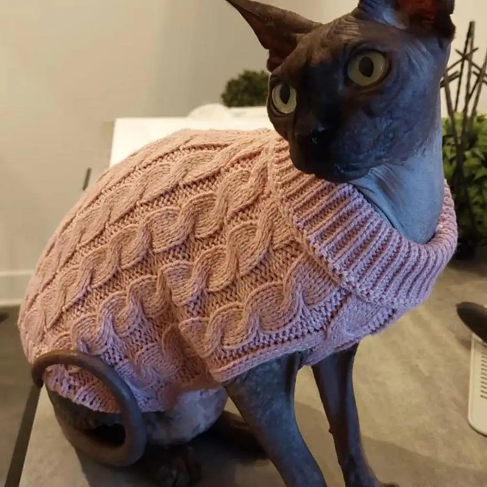 Kleiner Hundepullover mit Leinenloch, Gingham-Patchwork, warme Haustierkleidung, Katzenpullover für Herbst und Winter bei kaltem Wetter – Detail 4