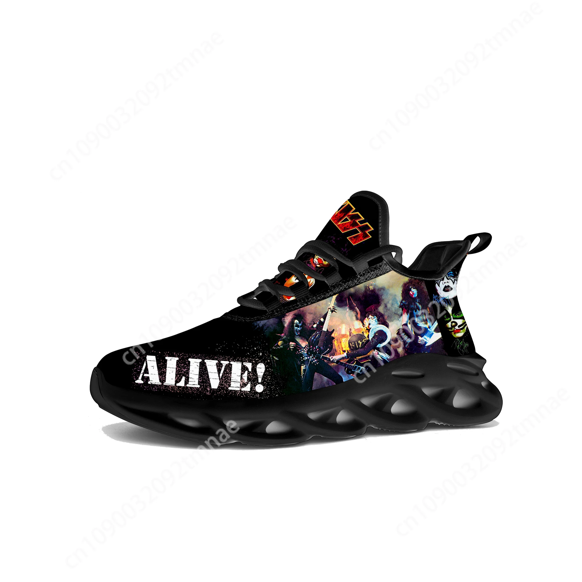 

Kiss Metal Rock Band Flats Sneakers Mens Womens Sports Running Shoes High Quality Sneaker Lace Up Mesh Footwear Customize Shoe