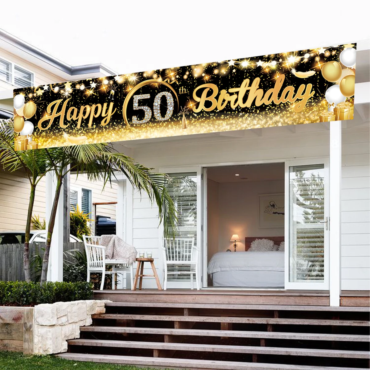 Happy 40 50 60 Birthday Banners 40th 50th 60th Birthday Party Decor Adults Black Gold Birthday Banner Party Supplies