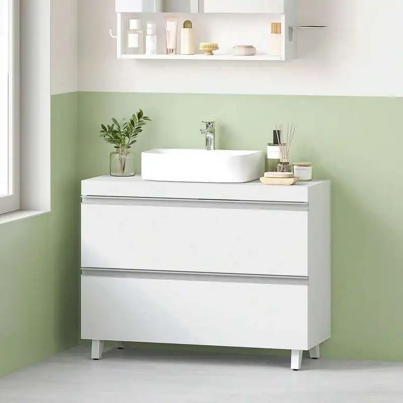 Meuble sous-vasque HaluPeit, meuble de salle de bain avec 2 tiroirs, meuble bas de salle de bain, beaucoup d'espace de rangement