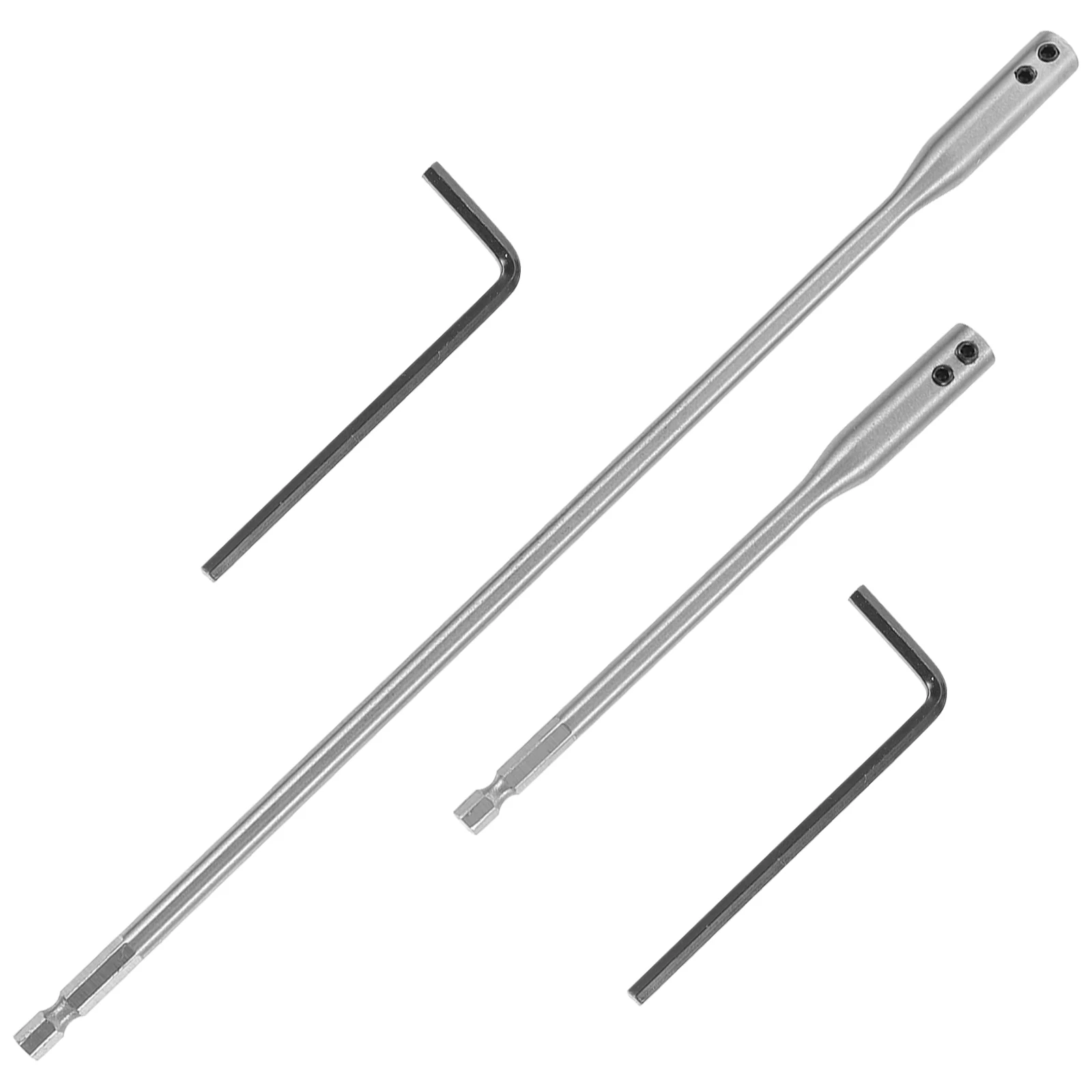 

4PC Drill Bit Extension Set 150MM 300MM Metal Rods Connection Bars Wrench Hand Tool Wood Spade Extensions Carpenter