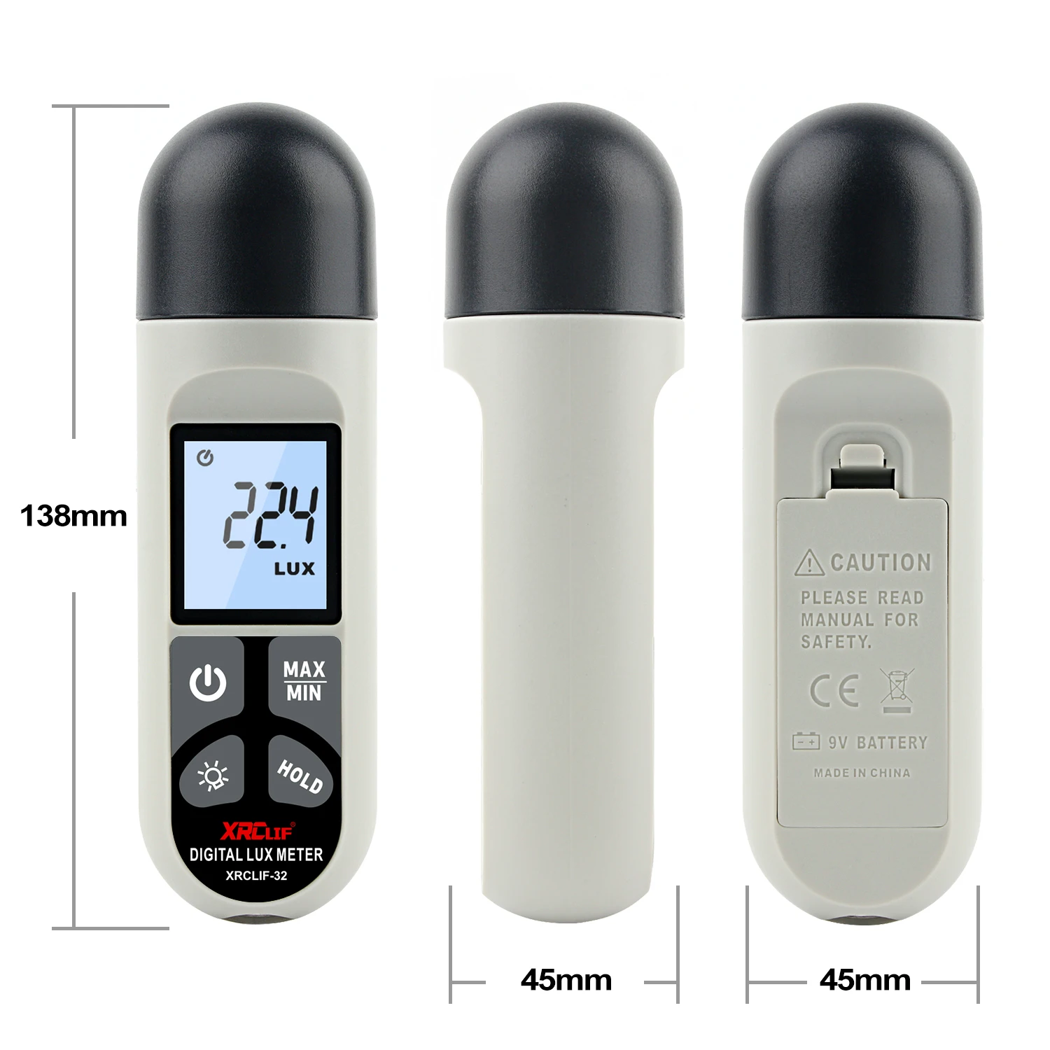 XRCLIF Lux Meter 0.1~200,000lux Light Meter Luxometer Luminometer Lux/Fc Photometer Enviromental Tester