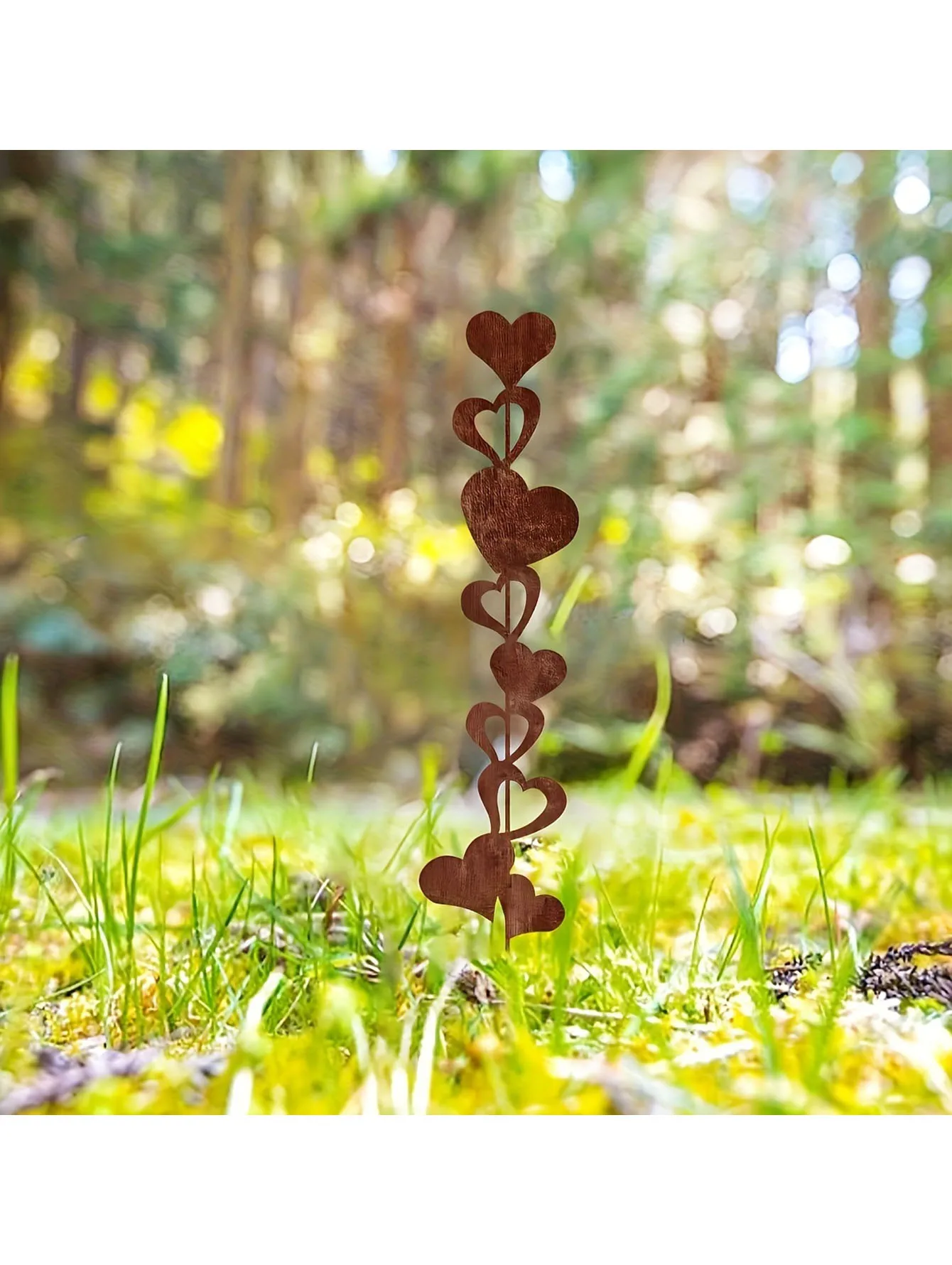 Rustic Metal Heart Garden Decor, Freestanding Layered Design, Ideal for Yard Patio and Holiday Gift