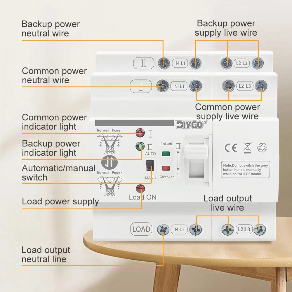 DGLBD-80 ATS Automatic Transfer Switch PC Type Din Rail Dual Power 2P/4P Uninterrupted Electrical Selector Switches 80A 110/220V