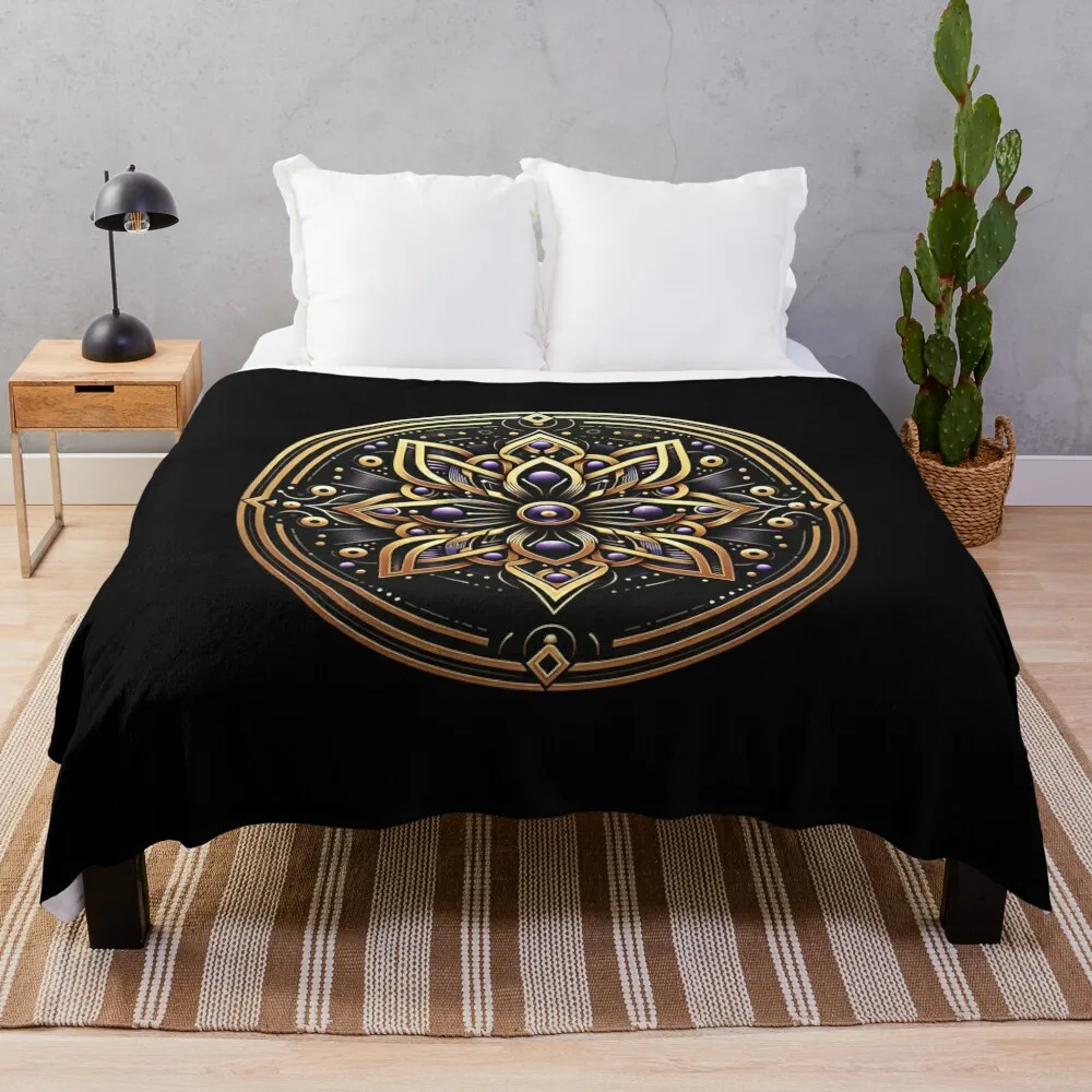 Black quatum flower Throw Blanket heavy to sleep Designers Furrys valentine gift ideas Blankets