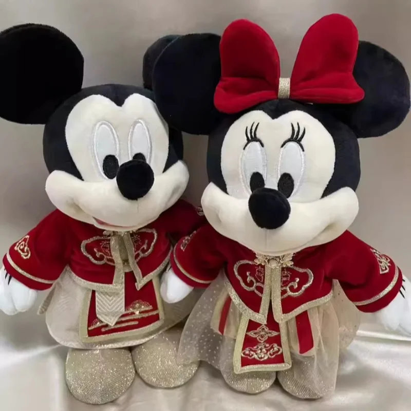 حقيقية ديزني ميكي ميني ماوس سلسلة الزفاف ألعاب من نسيج مخملي الكرتون محشوة دمية زخرفة أنيمي زوجين تذكارية مهرجان الهدايا