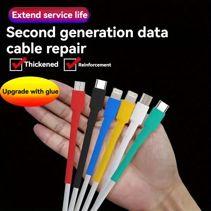 10pcs Data Cable Breakage Repair, Mobile Phone Cable, Data Cable Protection Cover Repair, Heat Shrink Tubing Artifact Sleeve