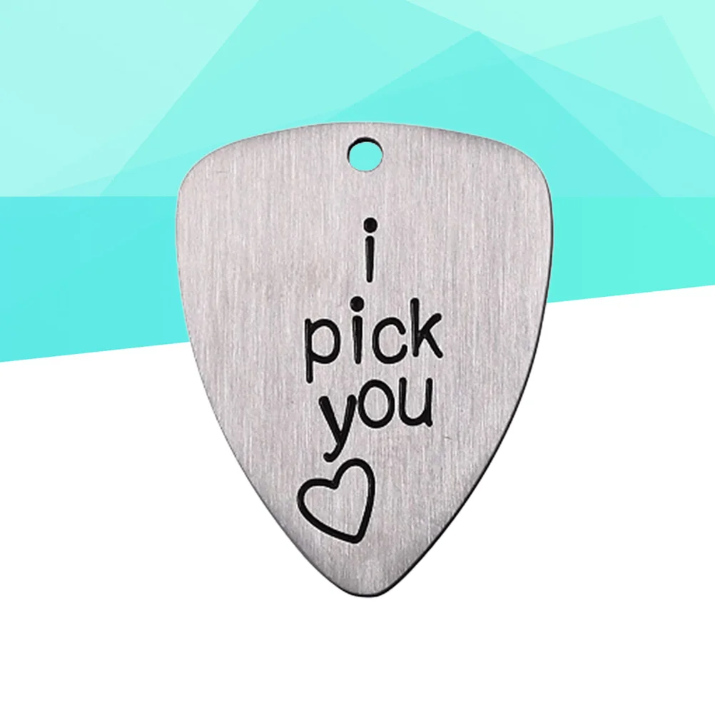 Titanium Steel Carved Guitar Pick I Pick You Letter Carved Ukulele Pick Musical Instrument Accessory