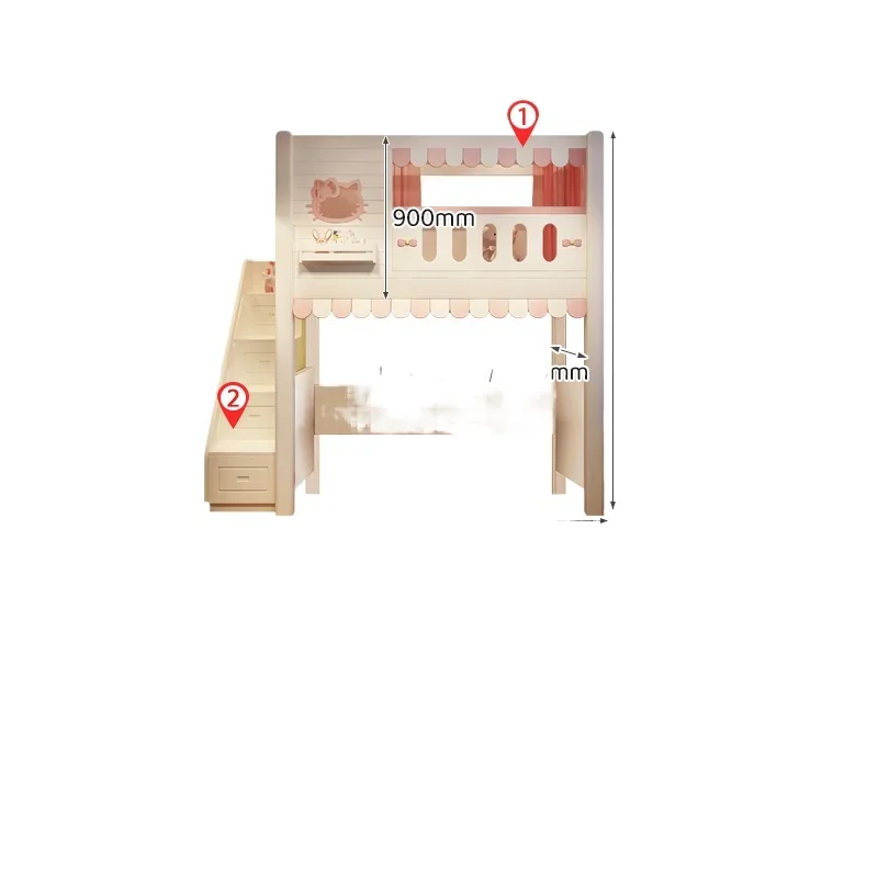 

Children's bed on the bed and off the table, multi-functional wardrobe combination with bookshelf