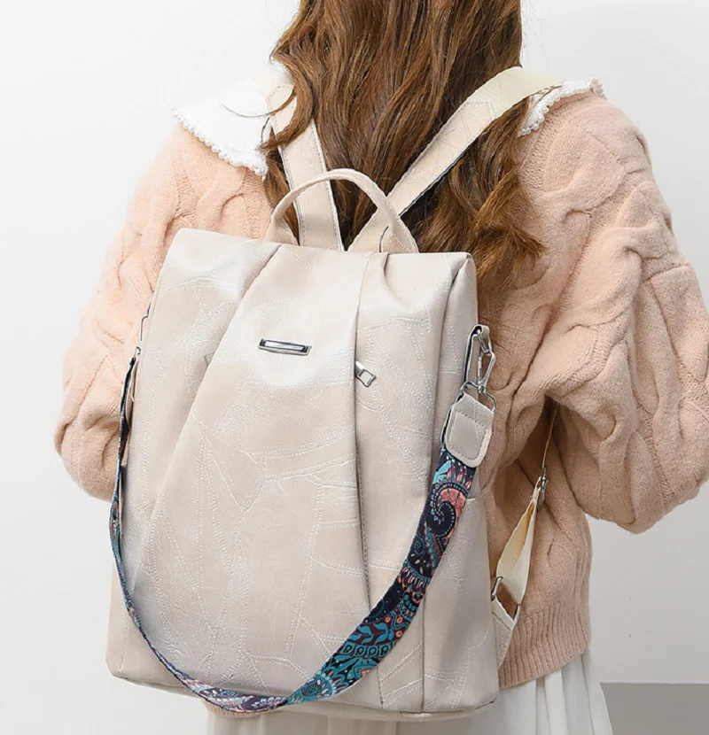New Women's Casual High Quality Leather Backpack Fashion Large Capacity Travel Shoulder Bags School Bag Ladies Backpacks